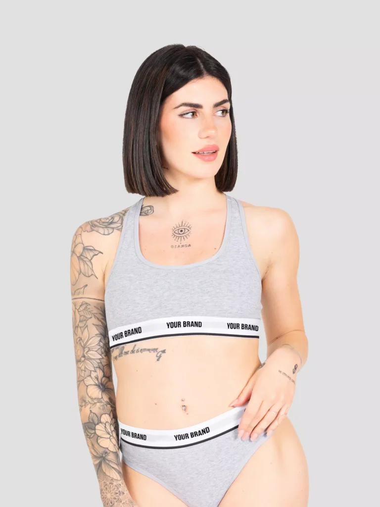 thong grigio reggiseno sportivo donna elastico personalizzato topbeanies.it
