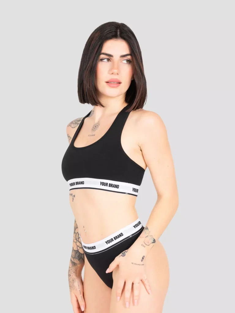 thong nero reggiseno sportivo donna elastico personalizzato topbeanies.it